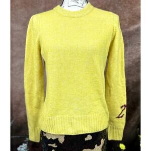 Zadig & Voltaire Cashmere Sweater Yellow Burgundy Logo size M